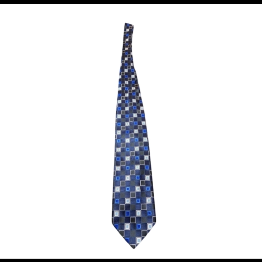 Alexander Julian Blue and Silver Patterned Mens Tie